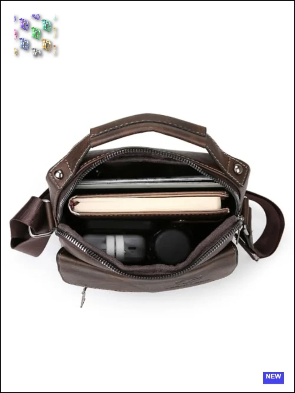 Crossbody Bag Leather Sling Messenger Bag with Multiple Pockets Business
